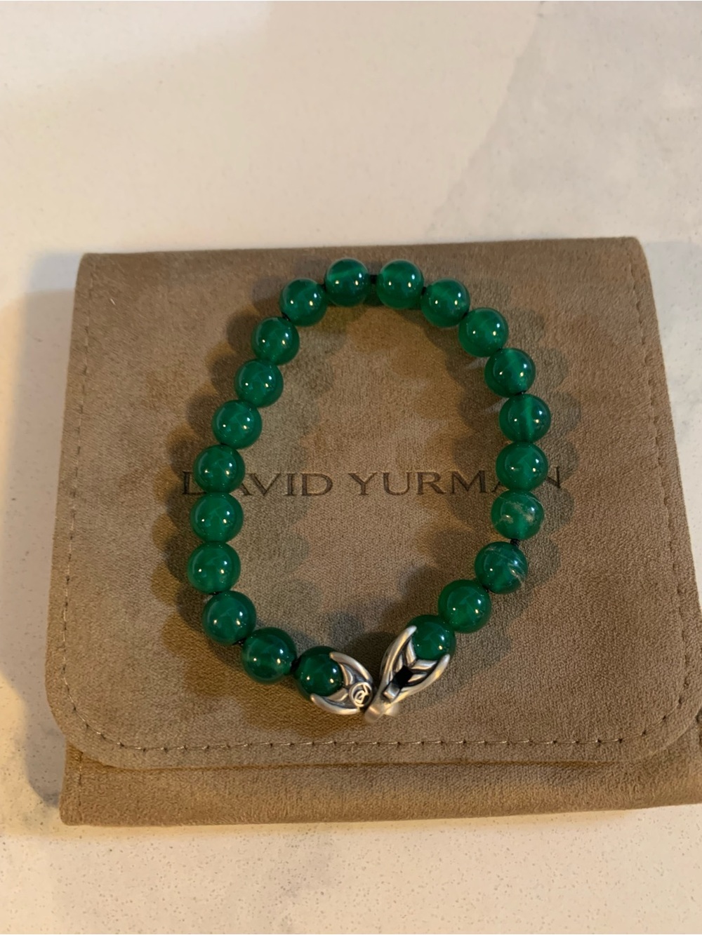 David Yurman Emerald Green Bead Bracelet with Sterling Clasp. Brand new in box. - Picture 3 of 3